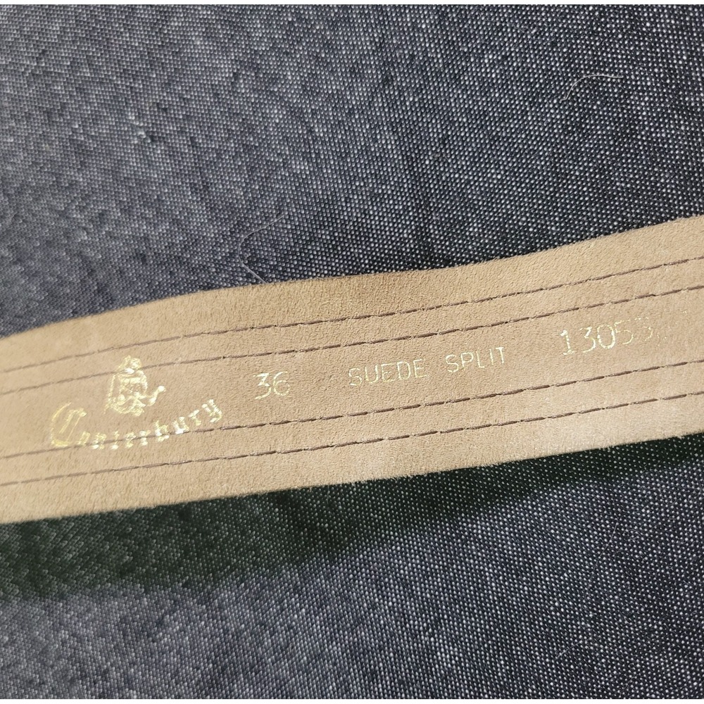 Vintage Canterbury Suede Split 36 Belt Navy Blue Tan S/M Classic Old Money - Picture 2 of 6